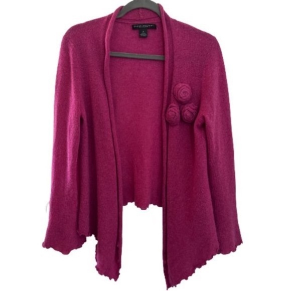 Elena Solano Pink/Magenta 100% Cashmere Long Sleeve Open Cardigan Sz M - Picture 1 of 5